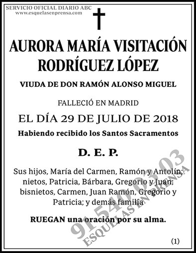 Aurora María Visitación Rodríguez López